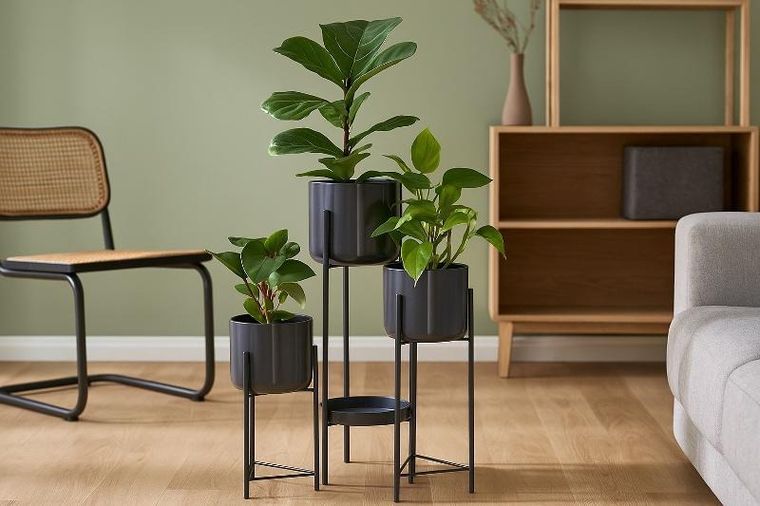 Emako, Viko, kwietnik loftowy na 4 doniczki, cynkowy