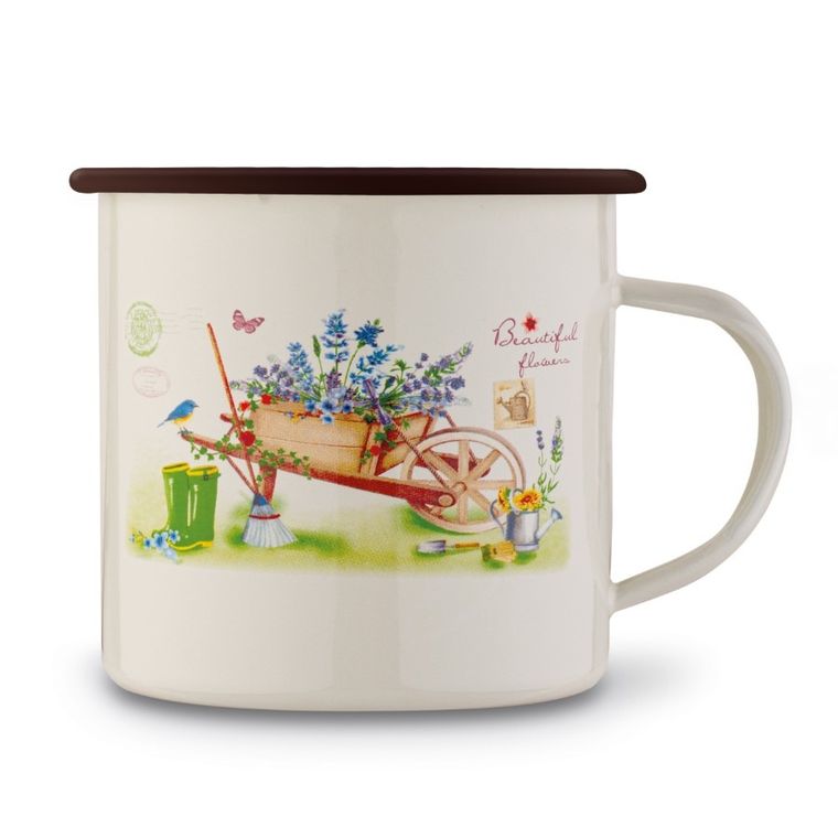 Emaliowany kubek, 10 cm, 700 ml, garden