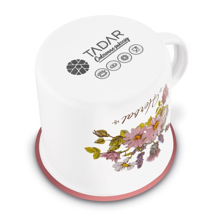 Emaliowany kubek, biały, 10 cm, 700 ml, herbal