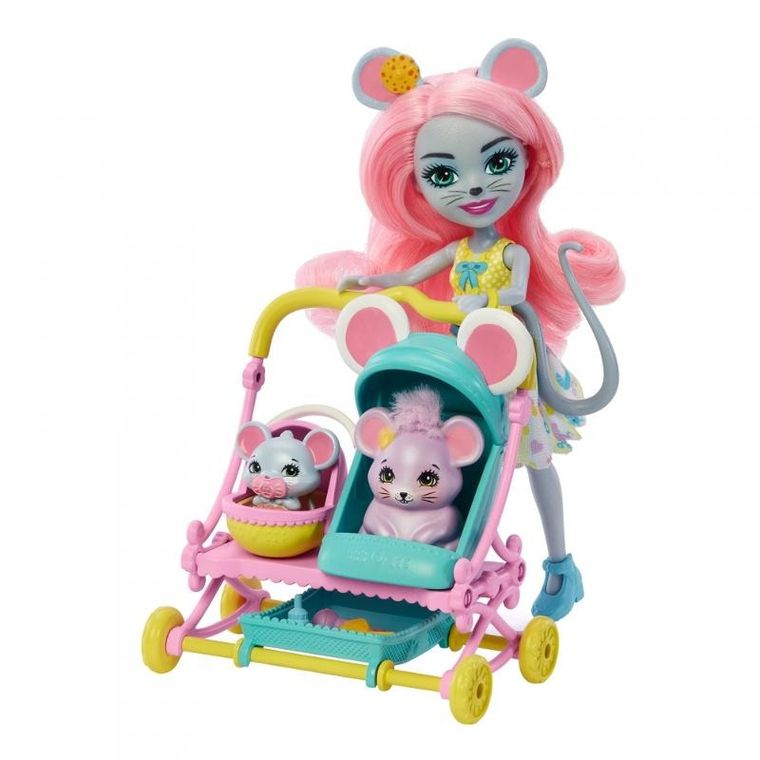 Enchantimals, Wózek Małych Myszek, zestaw z lalką i akcesoriami