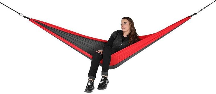 Enero, Camp, hamak turystyczny, 2 osobowy, czarno-czerwony, 270-140 cm