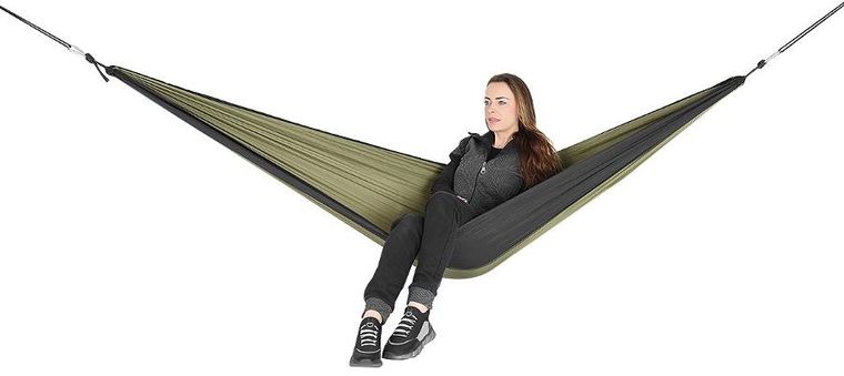 Enero, Camp, hamak turystyczny, 2 osobowy, zielono-czarny, 270-140 cm