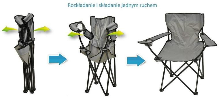 Enero Camp, krzesło turystyczne składane, 50-50-80 cm, szare