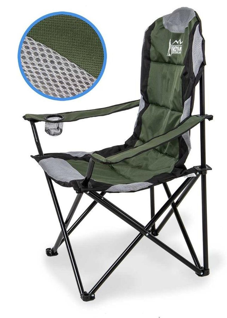 Enero camp, krzesło turystyczne składane lux 60-60-105cm zielono-czarne