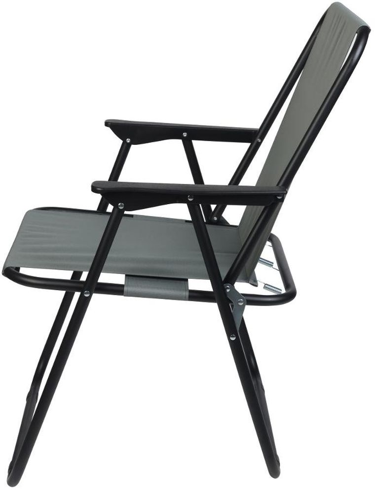 Enero Camp, krzesło turystyczne z podłokietnikami, składane, szare, 52-44-75 cm
