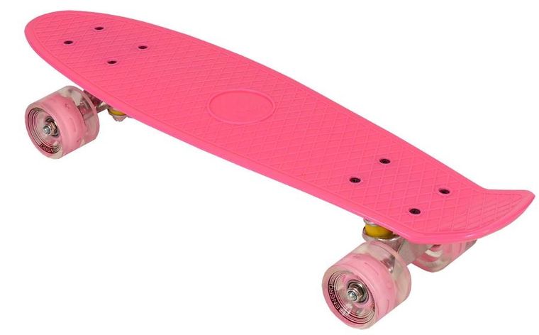 Enero, deskorolka LED, różowa, 22"