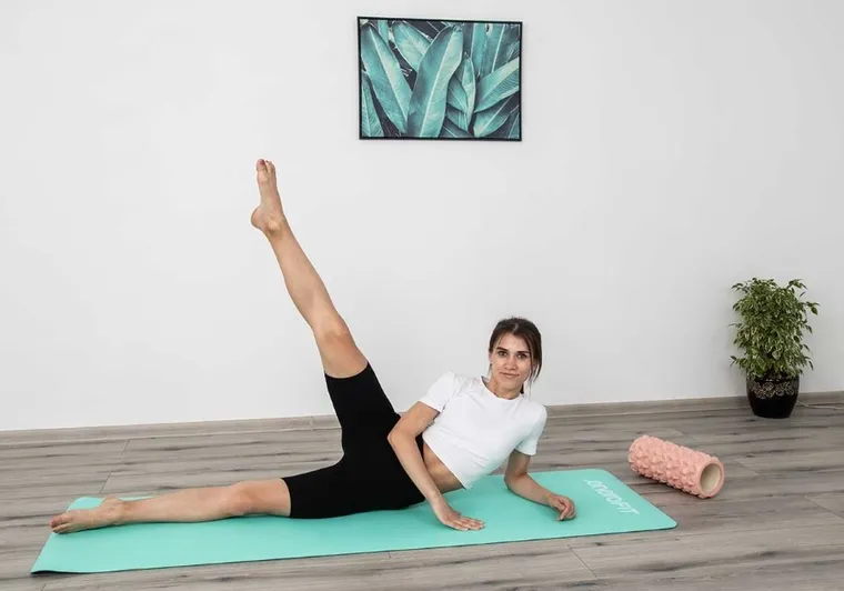 Enero Fit, antypoślizgowa mata do jogi TPE, miętowo-szara