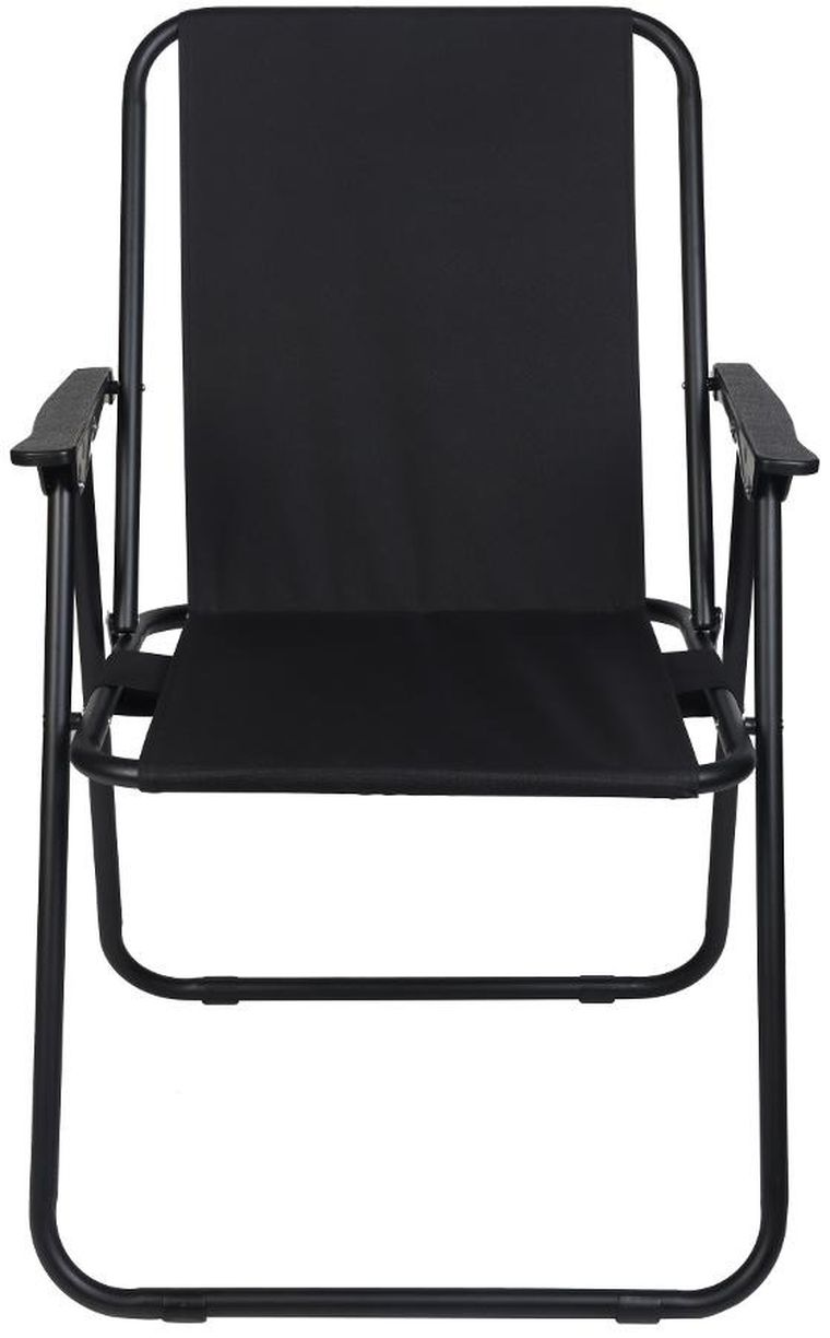 Enero, krzesło turystyczne z podłokietnikami, składane, czarne, 52-44-75 cm