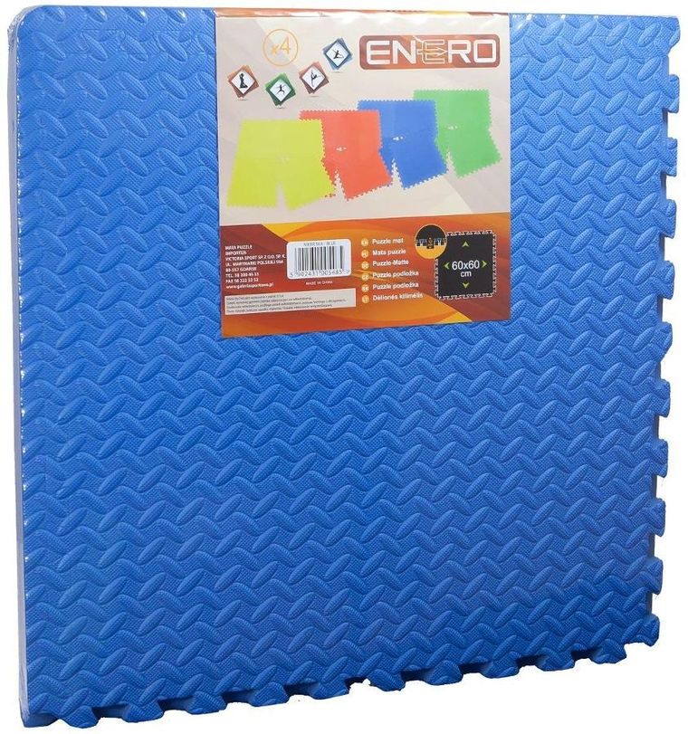 Enero, mata, puzzle piankowe, niebieska, 60-60 cm, 4 szt.