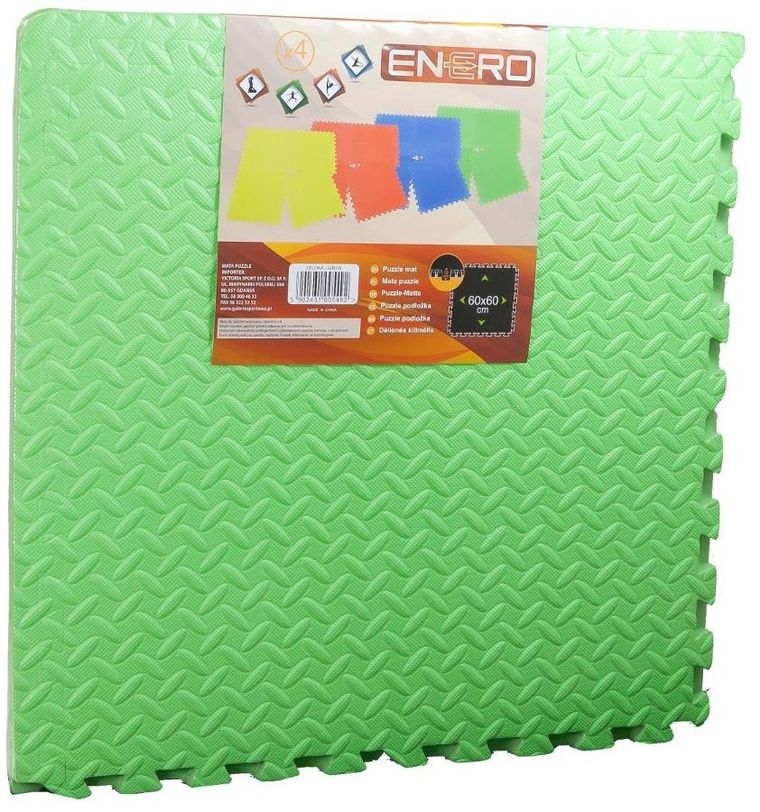 Enero, mata, puzzle piankowe, zielona, 60-60 cm, 4 szt.