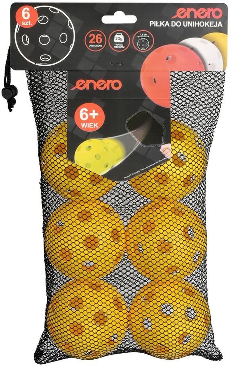 Enero, piłki meczowe do unihokeja, żółte, 6 szt.