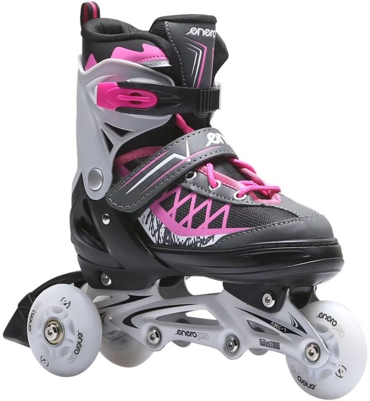 Enero Pro, łyżworolki, 4w1, LED, różowo-szare, rozmiar 38-41