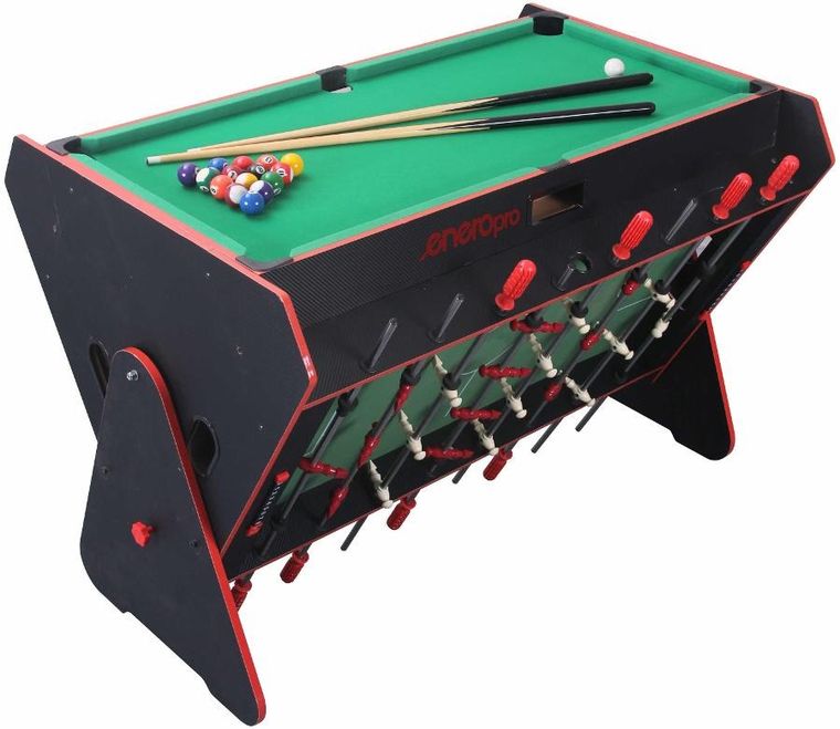 Enero, Pro, stół do gry, obrotowy, 3w1: bilard, piłkarzyki, cymbergaj, czarny, 121-84,5-85,3 cm