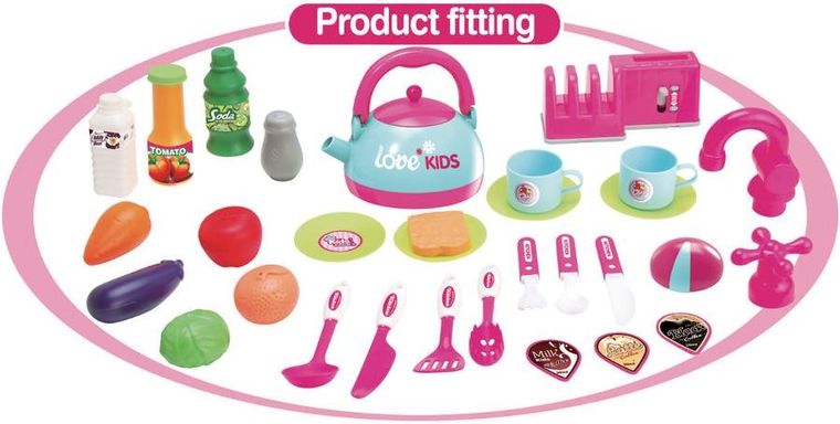 Enero Toys, kuchnia, 32 elementy, różowa, 64-29-87 cm