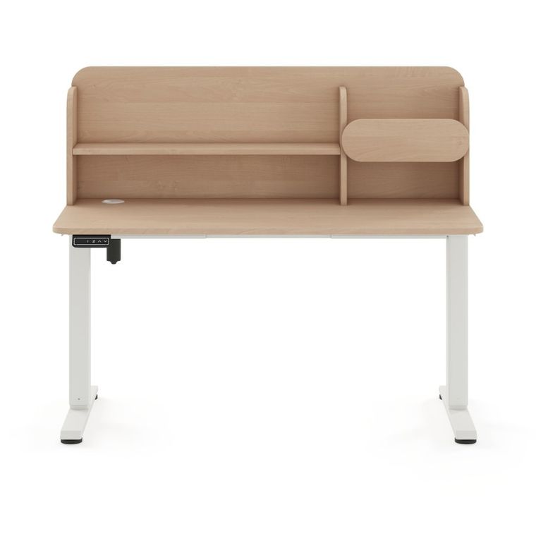 Entelo, Axio, biurko elektryczne regulowane z nadstawką, rozmiar 3-4, 100-65 cm, brzoza