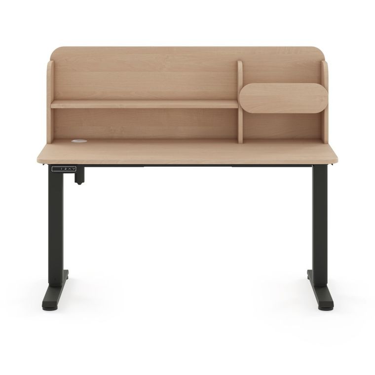 Entelo, Axio, biurko elektryczne regulowane z nadstawką, rozmiar 5-6, 100-65 cm, brzoza