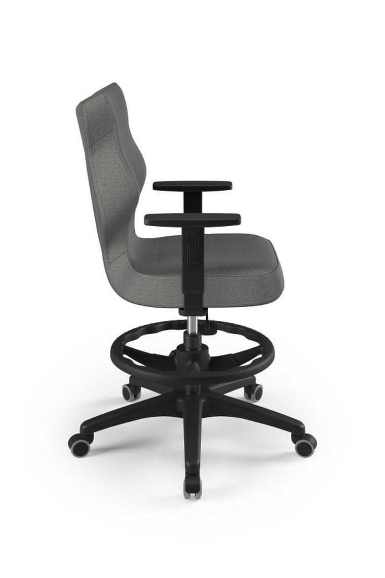 Entelo, Duo, krzesło biurowe z podnóżkiem i podłokietnikami, wzrost 159-188 cm, ciemno szare