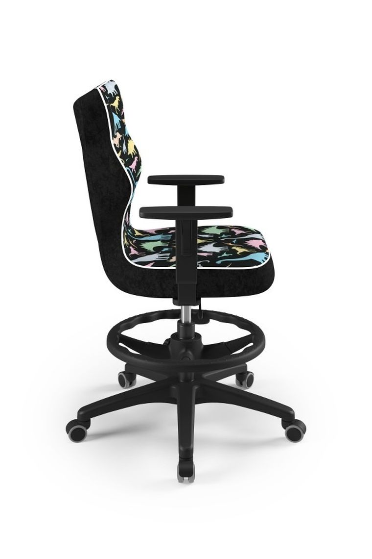 Entelo, Duo, krzesło biurowe z podnóżkiem i podłokietnikami, wzrost 159-188 cm, dinozaury
