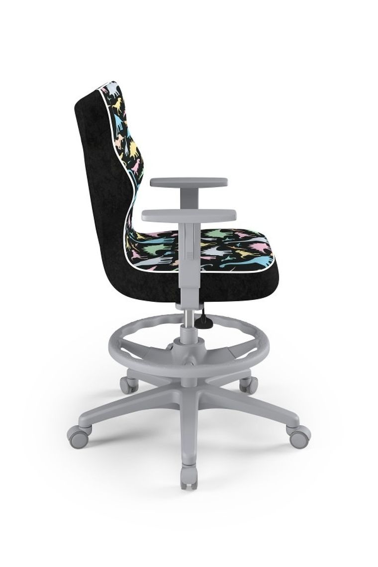 Entelo, Duo, krzesło biurowe z podnóżkiem i podłokietnikami, wzrost 159-188 cm, dinozaury