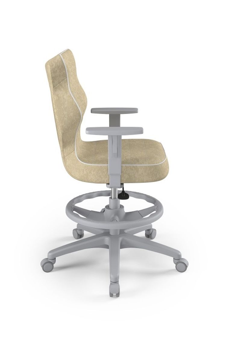 Entelo, Duo, krzesło młodzieżowe z podnóżkiem i podłokietnikami, wzrost 146-176,5 cm, beżowe