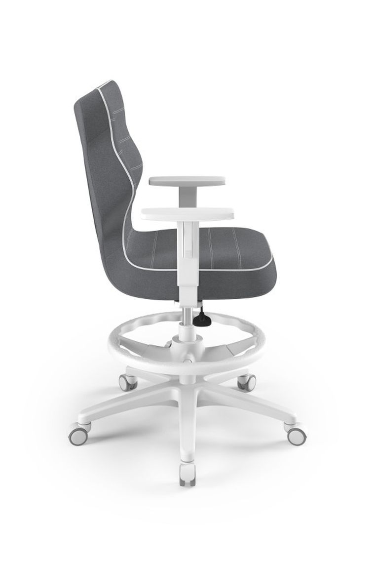 Entelo, Duo, krzesło młodzieżowe z podnóżkiem i podłokietnikami, wzrost 146-176,5 cm, ciemno szare