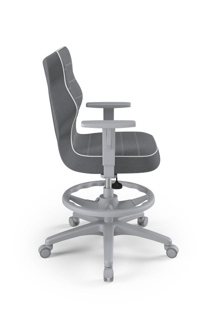 Entelo, Duo, krzesło młodzieżowe z podnóżkiem i podłokietnikami, wzrost 146-176,5 cm, ciemno szare