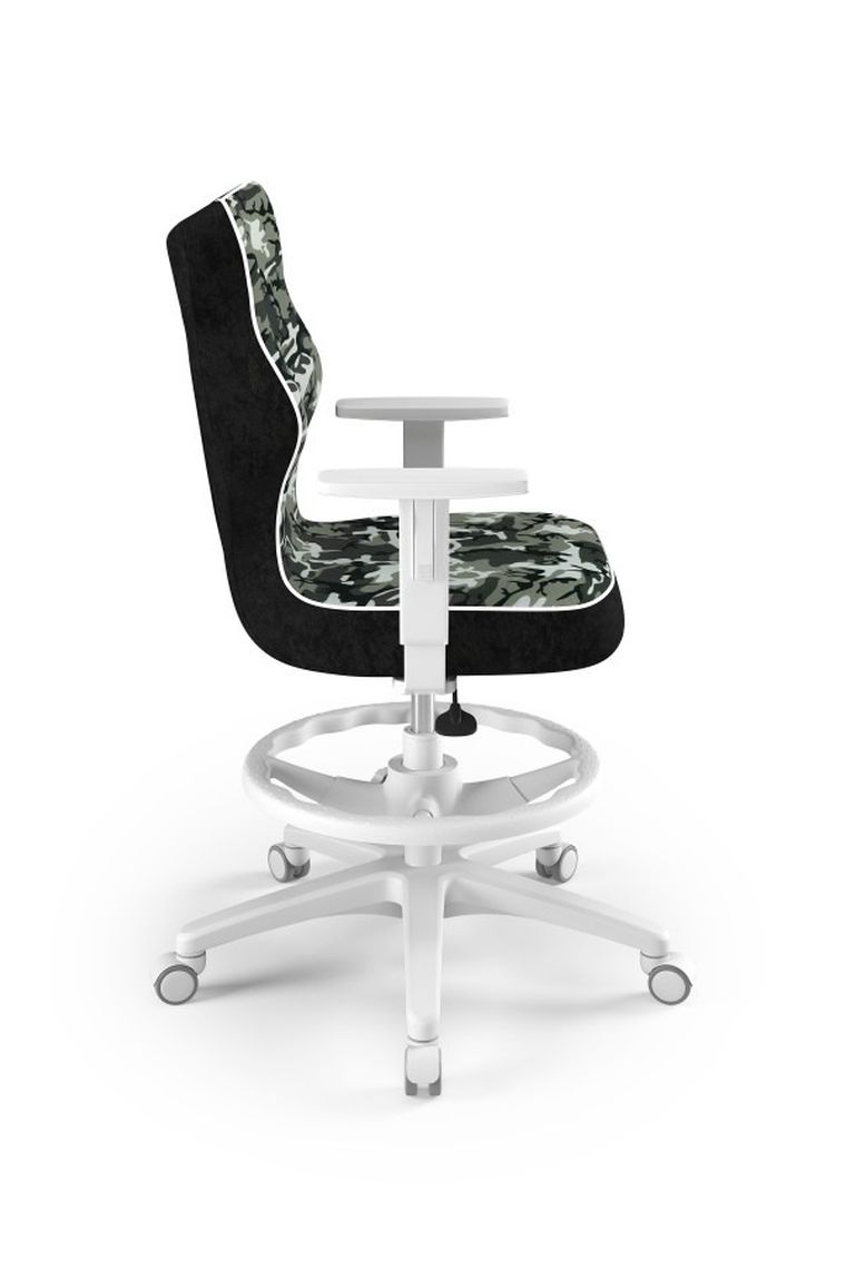 Entelo, Duo, krzesło młodzieżowe z podnóżkiem i podłokietnikami, wzrost 146-176,5 cm, czarne