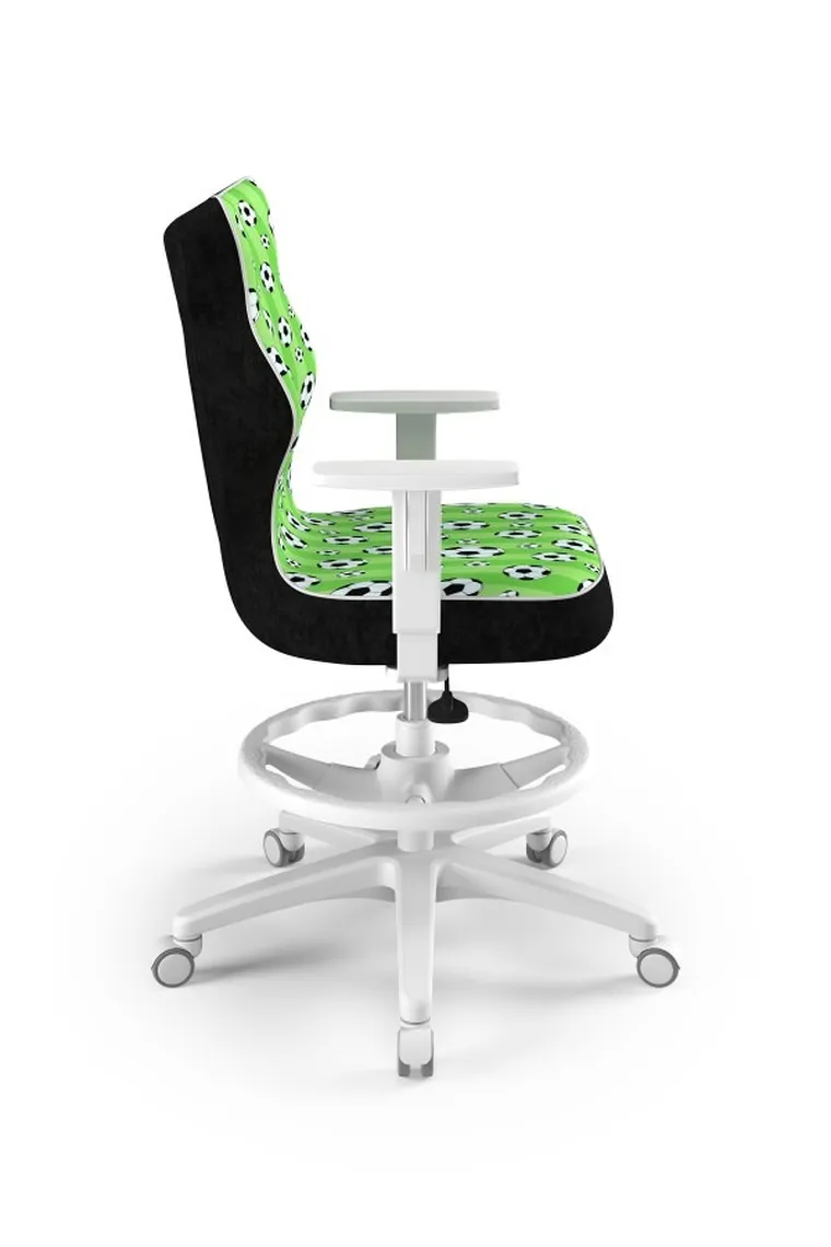 Entelo, Duo, krzesło młodzieżowe z podnóżkiem i podłokietnikami, wzrost 146-176,5 cm, piłki