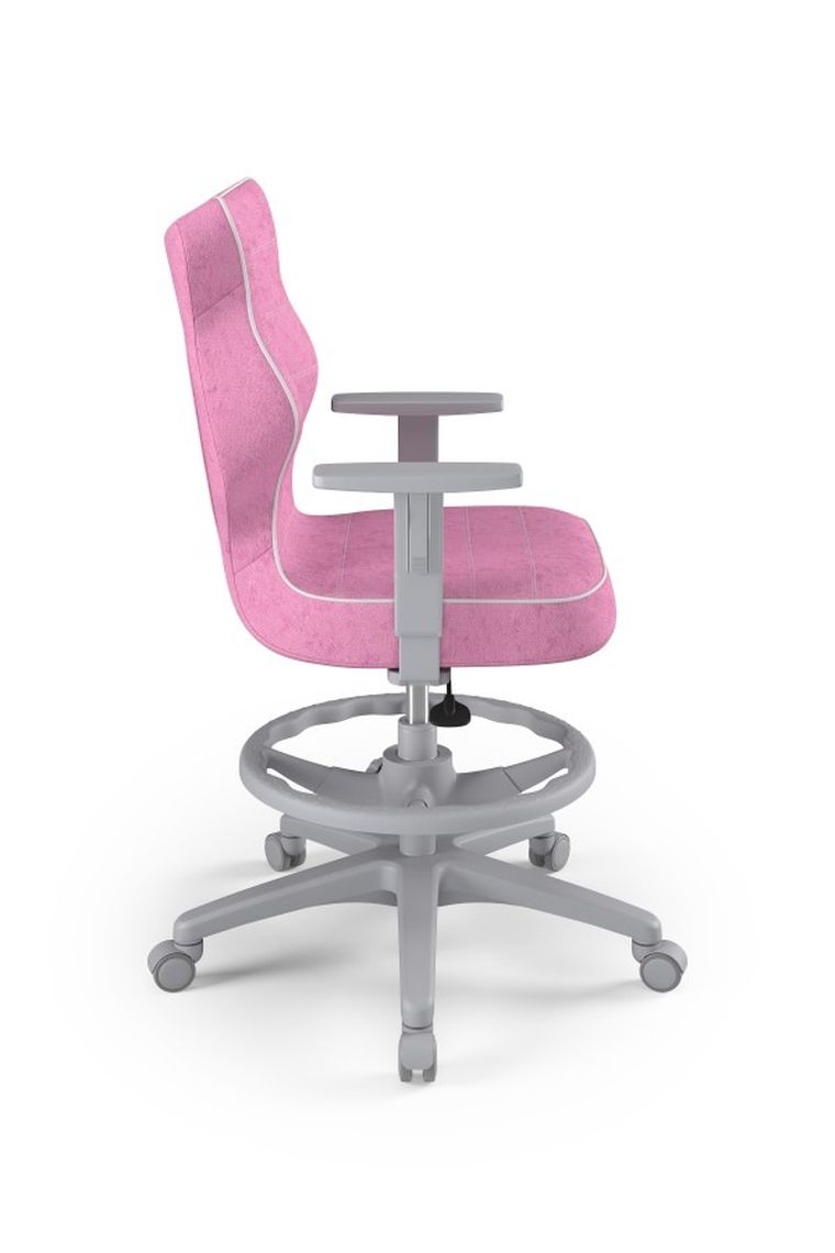 Entelo, Duo, krzesło młodzieżowe z podnóżkiem i podłokietnikami, wzrost 146-176,5 cm, różowe