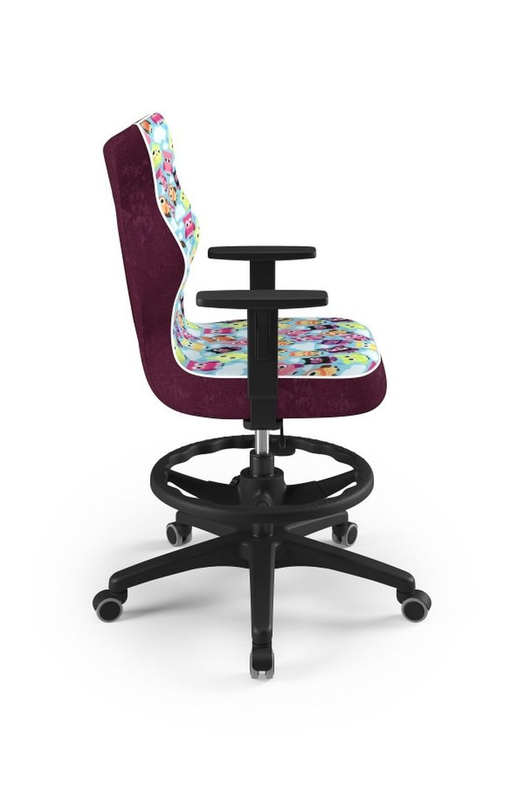 Entelo, Duo, krzesło młodzieżowe z podnóżkiem i podłokietnikami, wzrost 146-176,5 cm, sowy