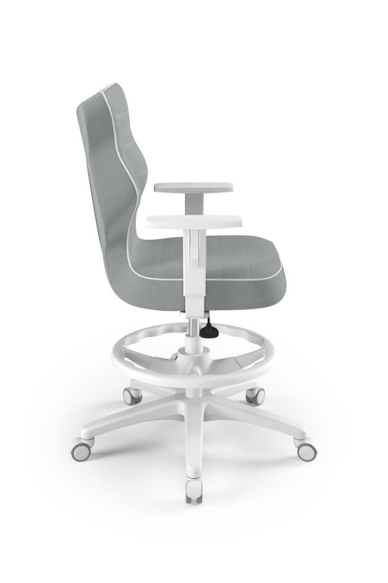 Entelo, Duo, krzesło młodzieżowe z podnóżkiem i podłokietnikami, wzrost 146-176,5 cm, szare