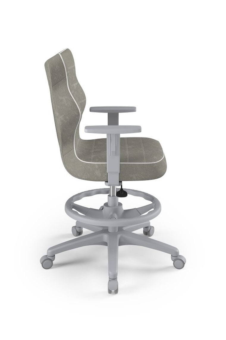 Entelo, Duo, krzesło młodzieżowe z podnóżkiem i podłokietnikami, wzrost 146-176,5 cm, szare