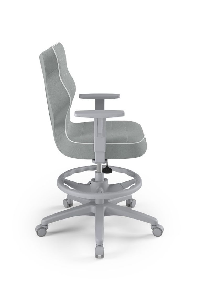 Entelo, Duo, krzesło młodzieżowe z podnóżkiem i podłokietnikami, wzrost 146-176,5 cm, szare