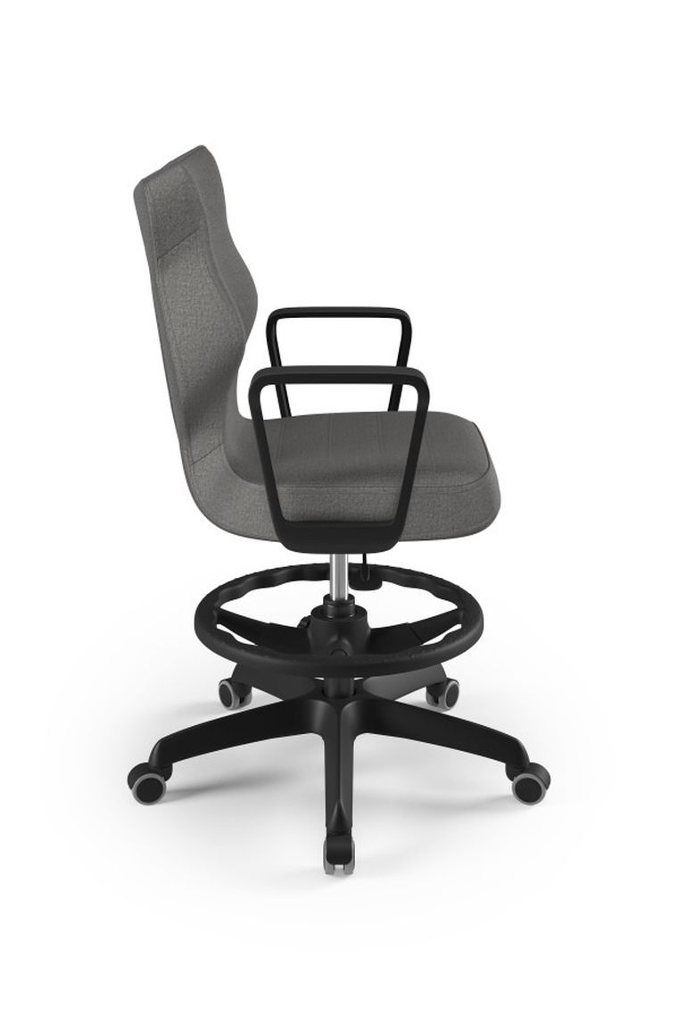 Entelo, Norm, krzesło młodzieżowe z podnóżkiem i podłokietnikami, wzrost 146-176,5 cm, ciemno szare