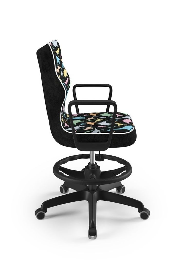 Entelo, Norm, krzesło młodzieżowe z podnóżkiem i podłokietnikami, wzrost 146-176,5 cm, dinozaury