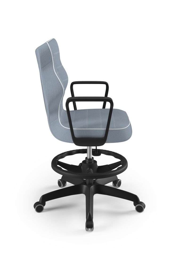 Entelo, Norm, krzesło młodzieżowe z podnóżkiem i podłokietnikami, wzrost 146-176,5 cm, niebieskie