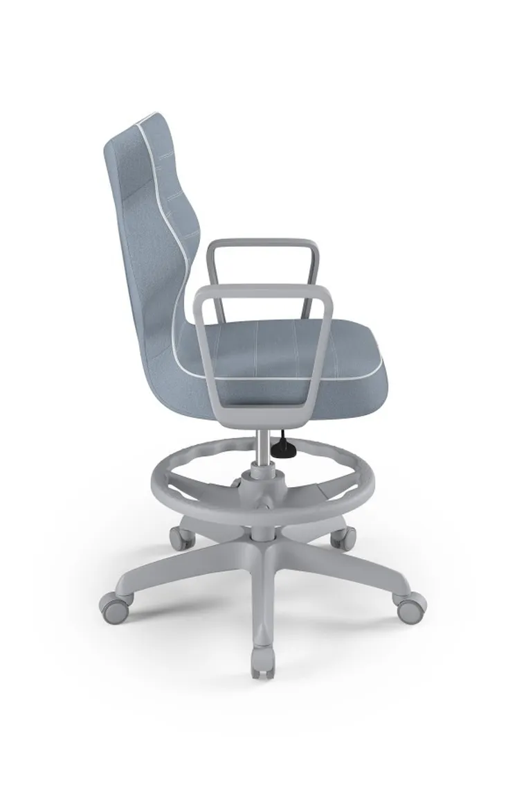 Entelo, Norm, krzesło młodzieżowe z podnóżkiem i podłokietnikami, wzrost 146-176,5 cm, niebieskie