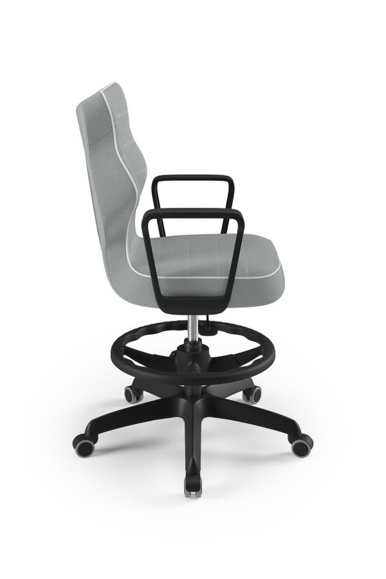 Entelo, Norm, krzesło młodzieżowe z podnóżkiem i podłokietnikami, wzrost 146-176,5 cm, szare