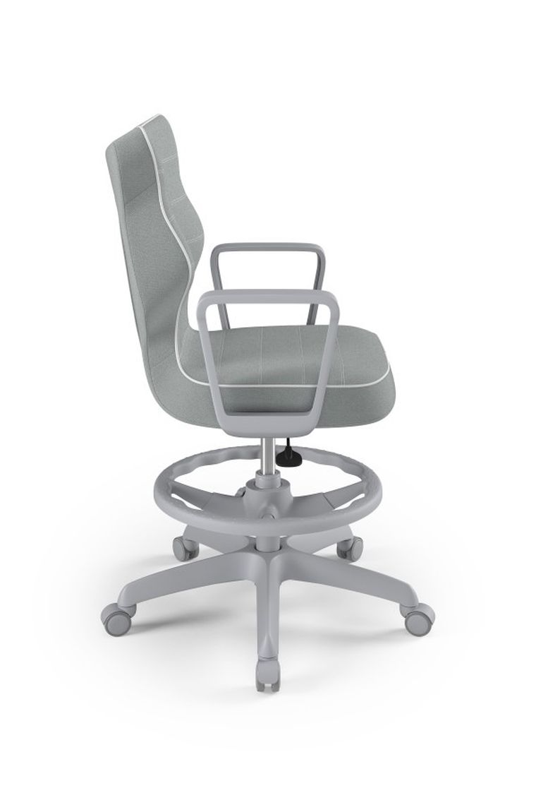 Entelo, Norm, krzesło młodzieżowe z podnóżkiem i podłokietnikami, wzrost 146-176,5 cm, szare