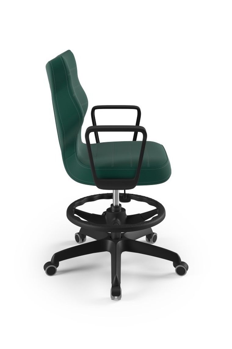 Entelo, Norm, krzesło młodzieżowe z podnóżkiem i podłokietnikami, wzrost 146-176,5 cm, zielone