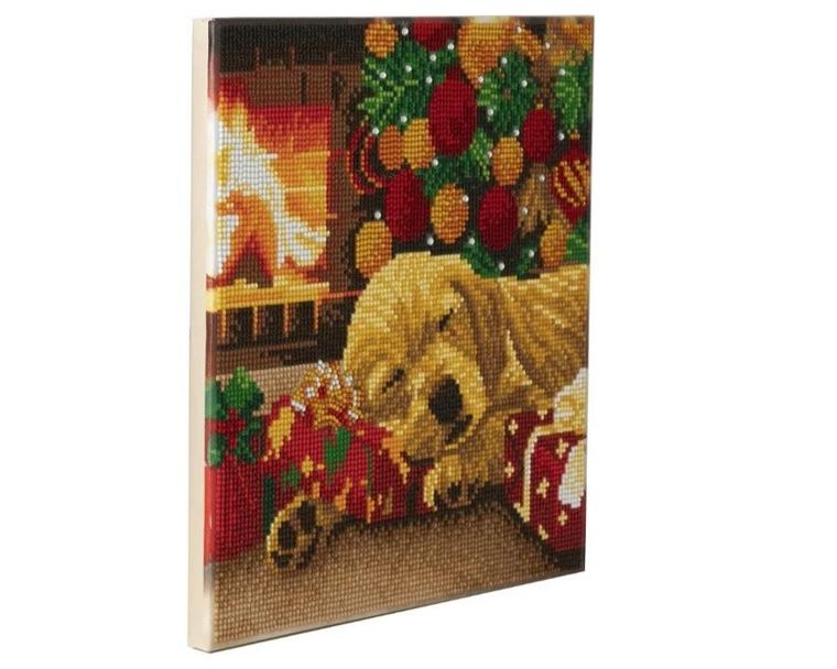 Epee, Crystal Art, obraz na płótnie z mozaiką diamentową, Śpiący labrador, 30-30 cm