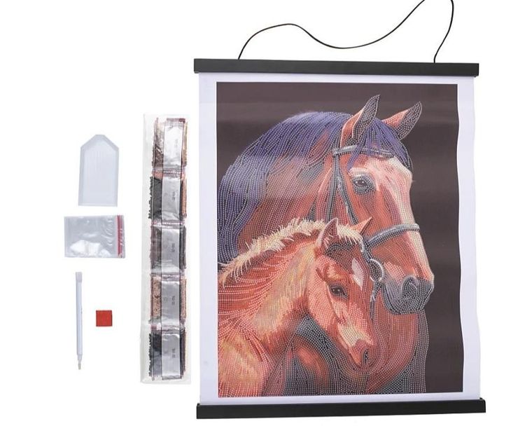 Epee, Crystal Art, plakat z mozaiką diamentową, Konie, 35-45 cm