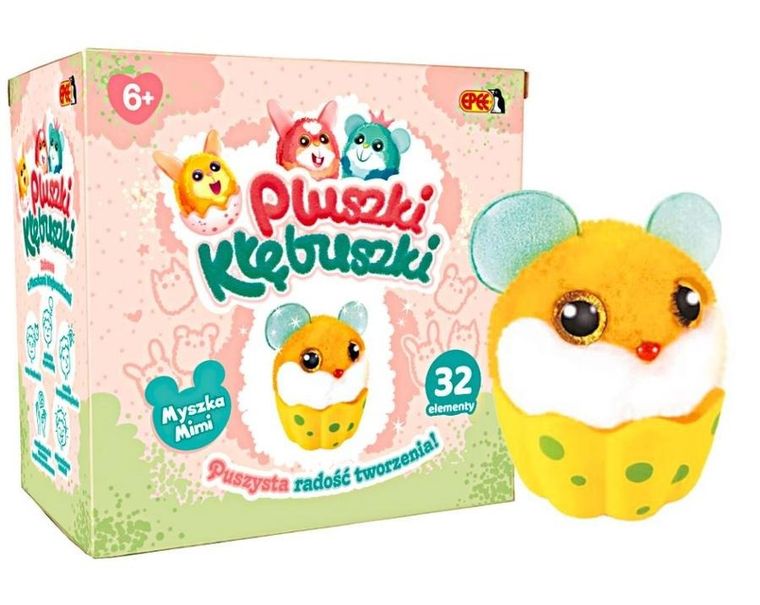 Epee, Pluszki kłębuszki, Myszka Mimi, zestaw kreatywny, żółto-biała, 32 elementy