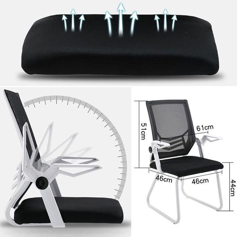 Ergonomiczne krzesło biurowe, konferencyjne z siatki, czarne