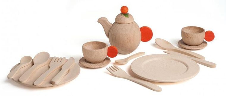 Erzi, drewniana zastawa stołowa Natura