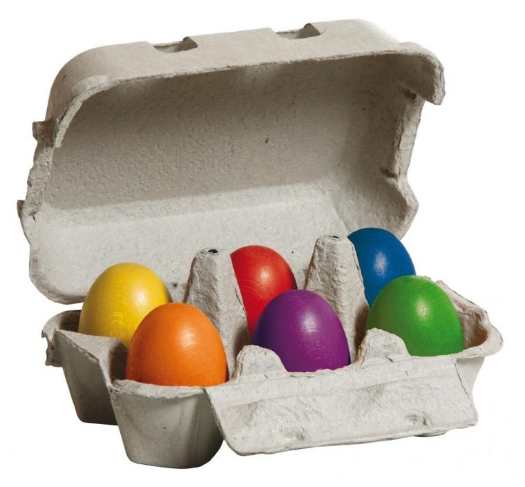 Erzi, drewniane kolorowe jajka, 6 szt.