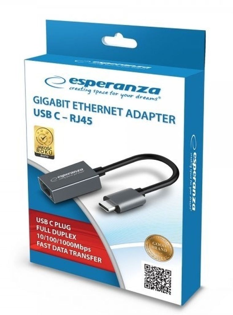 Esperanza, adapter, 1000 mbps, USB C-RJ45 ENA102