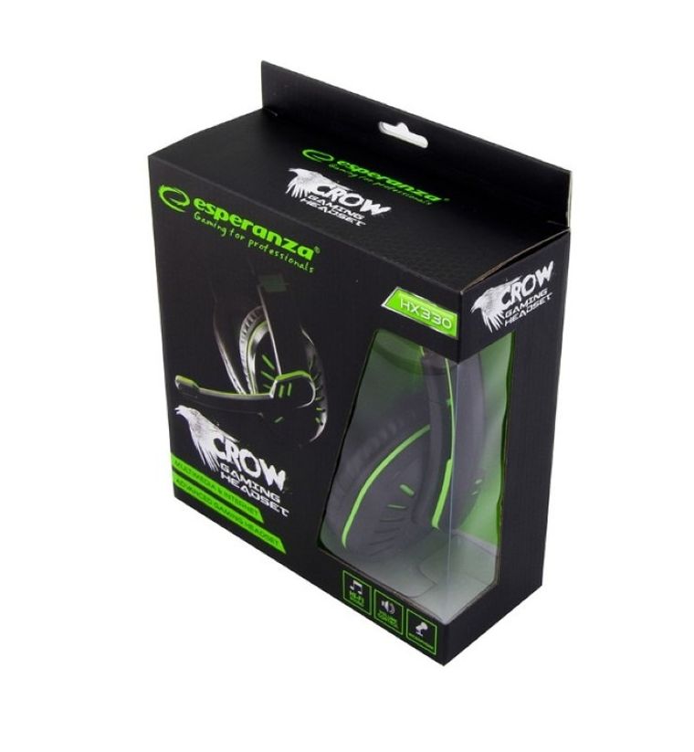 Esperanza, słuchawki, Croe, EGH330G, czarno-zielony