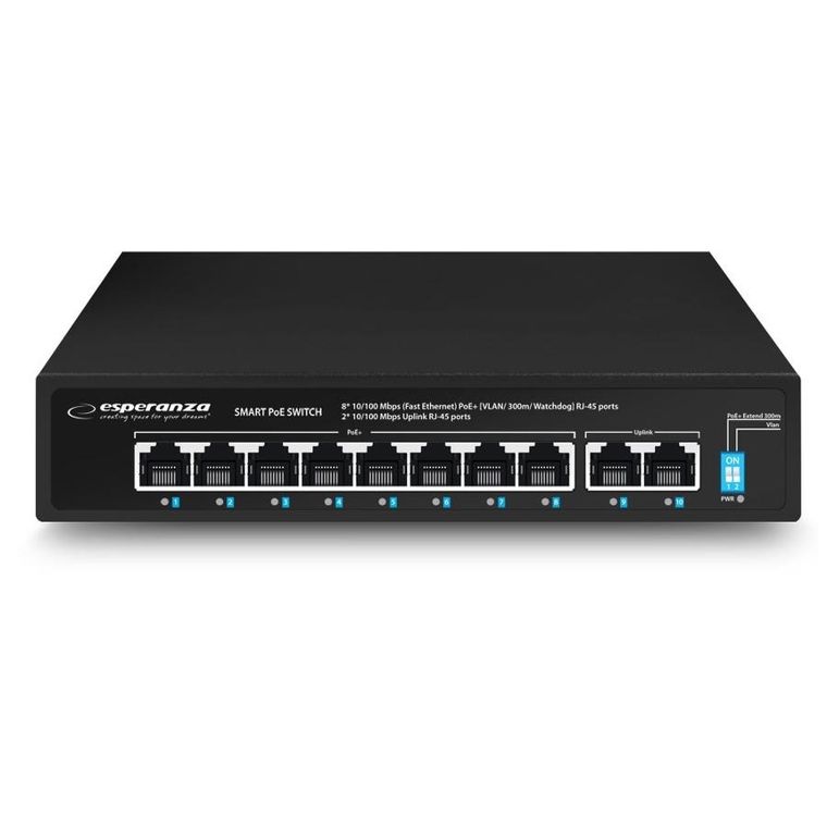 Esperanza, switch, 10 portów, POE 10/100M, 96W
