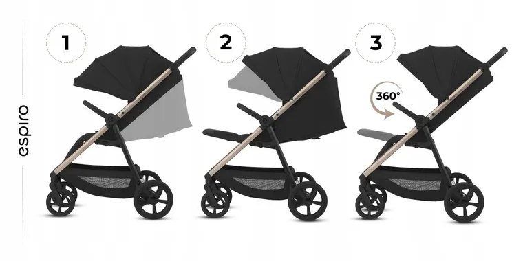 Espiro, Pearl, wózek spacerowy, 10 black pearl